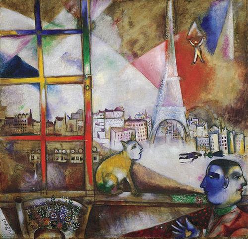Paris par la fenêtre contemporain Marc Chagall Peintures à l'huile